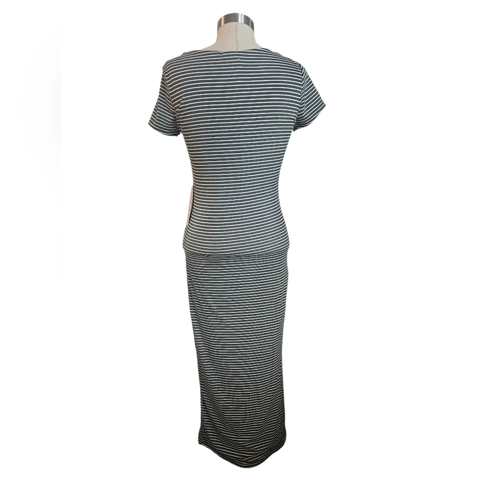 NWT J FOR JUSTIFY Contour Collection Olive Green Striped Maxi | SZ M - Picture 2 of 12